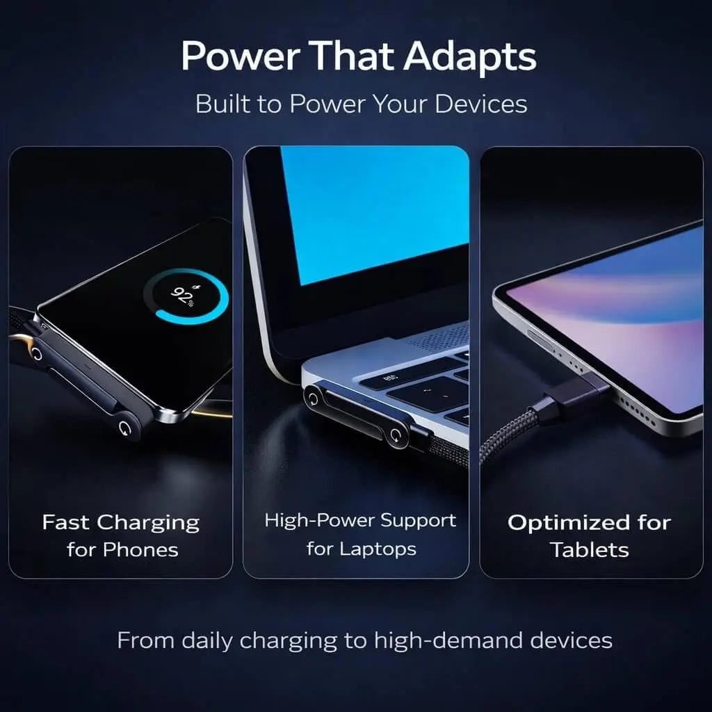Invisible Stand Type-C Charger Cable, 240W Super Fast Charging 2-In-1 Charging Cord & Phone Holder for Gaming, Office, Car Travel β Black