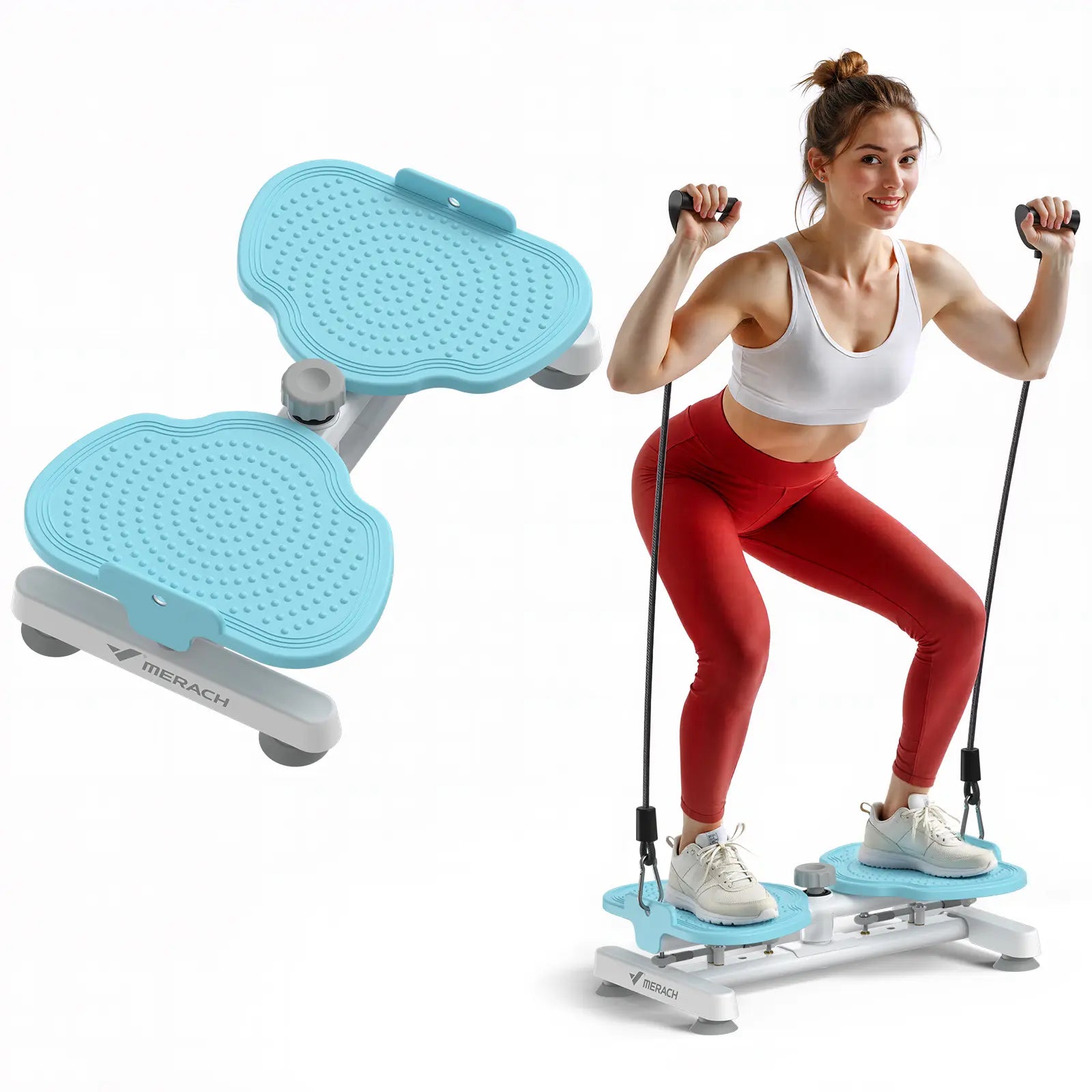 Merach Waist Twist Machine Toned Abs Waist Twister Can Stand with Feet Apart Double Non-Slip No Noise Use Exercise Equipment Abdominal Roller Workout Summervibes