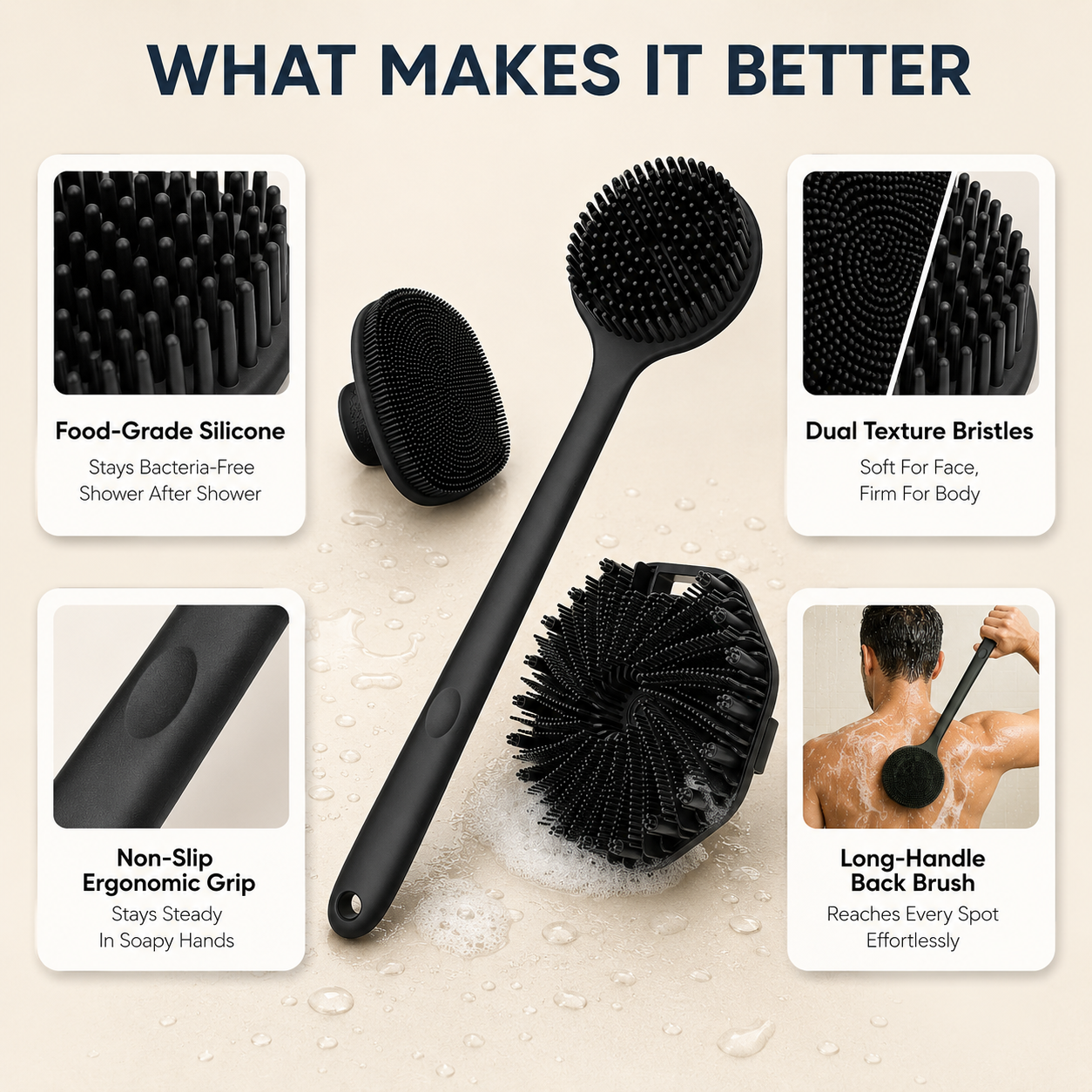 Silicone Bath Brush Set
